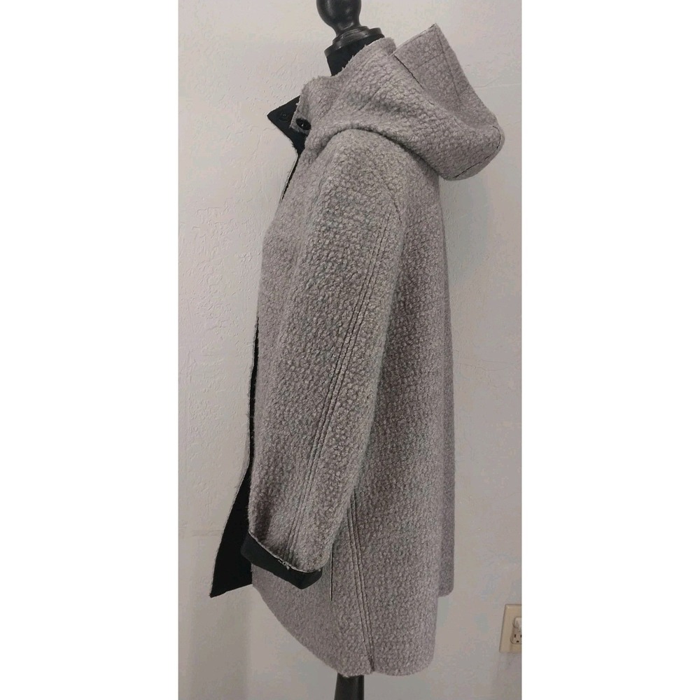 Vince Camuto Gray‎ Boucle Wool Blend Hooded Long Coat Jacket Womens Size M - Picture 2 of 10